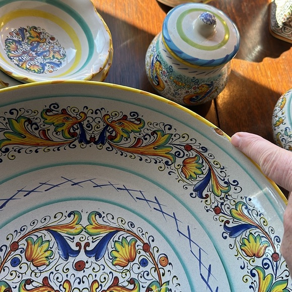 🇮🇹Meridiana ceramiche pottery large salad bowl 13.5” wide Hand painted Italy - Picture 15 of 16